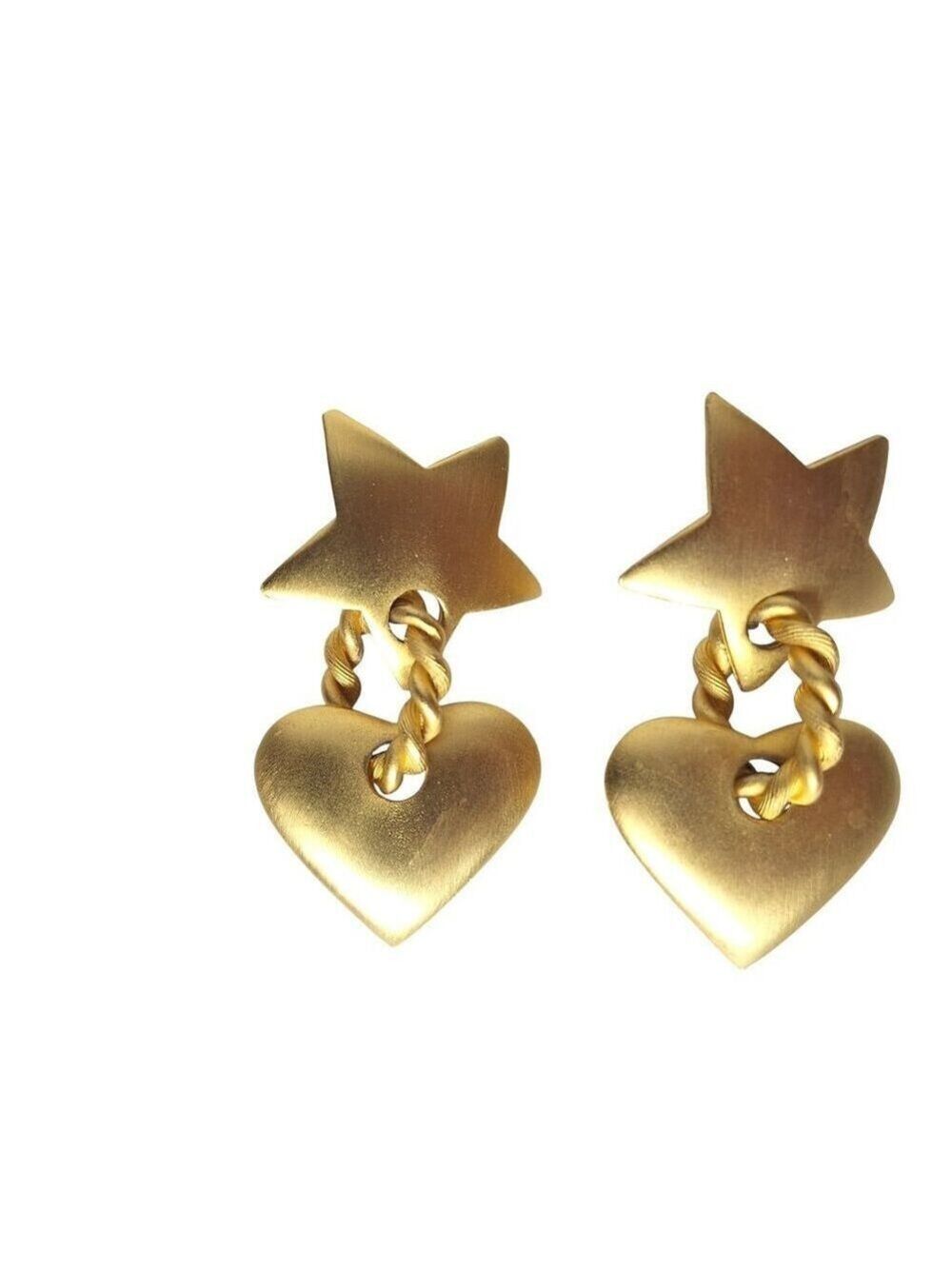 Gold Star Heart Dangle Earrings Jewelry